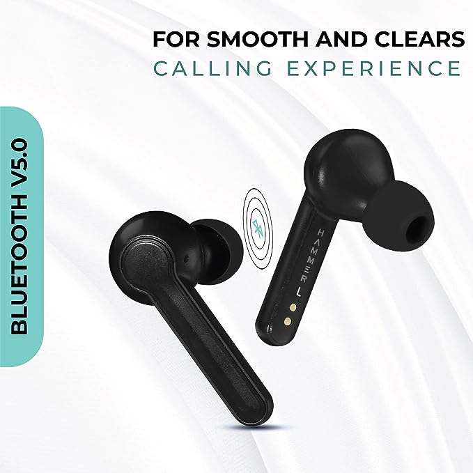 HAMMER Solo 3.0 True Wireless in Ear Earbuds (TWS Earbuds) with Mic Bluetooth Earbuds with Total 20 Hrs Playtime, Voice Assistant, Auto Paired Technology, Smart Touch Controls, (Black) HAMMER Solo 3.0 True Wireless in Ear Earbuds (TWS Earbuds) with Mic Bluetooth Earbuds with Total 20 Hrs Playtime, Voice Assistant, Auto Paired Technology, Smart Touch Controls, (Black)